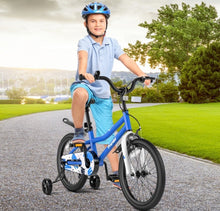 Load image into Gallery viewer, Very Cool 18” Kids Pedal Bicycle W Kickstand, Coaster Brake Ages 4-8 | Bell | Adjustable Seat | Easy Assembly | Removable Training Wheels | Anti-Slip Tires
