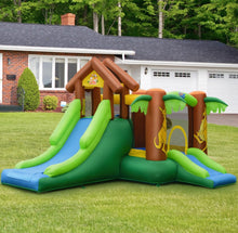 Load image into Gallery viewer, Super Fun Jungle Theme Bouncy Castle House With 750W Blower | Heavy Duty | Waterproof | Indoor | Outdoor | Tear Resistant | Trampoline | Climbing Wall | Long Slide
