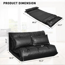 Load image into Gallery viewer, Heavy Duty Modern Foldable PU Leather Leisure Floor Comfortable Sofa Bed With 2 Thick Comfy Pillows | 3-in-1 Design | 5 Adjustable Positions
