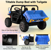 Load image into Gallery viewer, 2025 Upgraded 24V Dump Truck Kids Ride On Car | Up To 8-10KPH | 2 Seater | Switch For Dump Bed | Open Tailgate | Music | 2 Of 20000 RPM Motors | Remote
