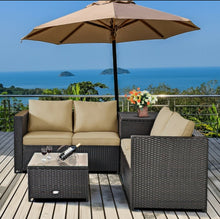 Load image into Gallery viewer, Super Relaxing 4 Piece Outdoor Patio Rattan Furniture Set With Love-seat | Storage Box
