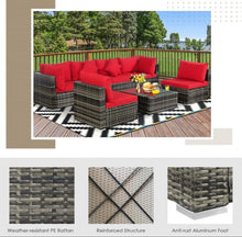 Load image into Gallery viewer, Super Elegant &amp; Relaxing 7 Piece Patio Furniture Rattan Set With Sectional Sofa | Cushions
