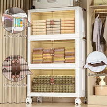 Load image into Gallery viewer, Elegant Upgraded 5 Tier Stackable Storage Shelf XL Collapsible Closet Organizer Transparent Storage Boxes |  Wheels | Home, Kitchen, Bedroom, Closet Etc
