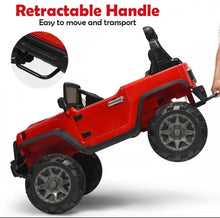 Load image into Gallery viewer, Super Cool Jeep Style 12V Electric Kids Ride On Car 1 Seater | LED Lights | Horn | Open Doors | Transport Handle | Slow Safety Start | Suspension | Remote
