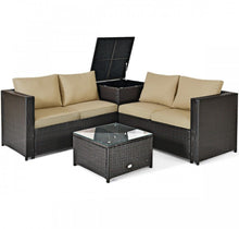 Load image into Gallery viewer, Super Relaxing 4 Piece Outdoor Patio Rattan Furniture Set With Love-seat | Storage Box
