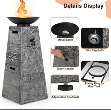 Load image into Gallery viewer, Elegant Heavy Duty 48 Inch Propane Fire Bowl Column With Beautiful Lava Rocks &amp; PVC Cover | Easy Access Door | Easy On/Off Switch | Patio Fire Pit
