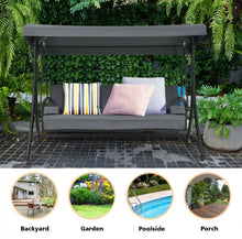 Load image into Gallery viewer, Heavy Duty Comfortable 3-Seater Outdoor Patio Porch Swing With Adjustable Tilt Canopy | 2-in-1 | Adjustable Seat | Holds 660lbs

