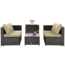 Load image into Gallery viewer, Super Relaxing 4 Piece Outdoor Patio Rattan Furniture Set With Love-seat | Storage Box
