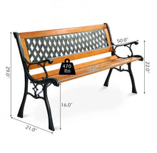 Load image into Gallery viewer, Heavy Duty Cast Iron &amp; Hardwood Outdoor Patio 3 Person Bench | Holds 470 lbs | Easy Assembly | Rustproof
