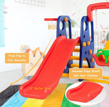 Load image into Gallery viewer, Super Fun 3-in-1 Very Colourful Children Playground Set | Slide | Climbing Stairs | Basketball Net | Swing
