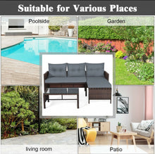 Load image into Gallery viewer, Super Duty Comfortable 3 Piece Outdoor Patio Corner Rattan Sofa Couch Set | Easy To Clean | Water Resistant
