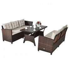 Load image into Gallery viewer, Elegant Comfortable Heavy Duty 3-Piece Hand-Woven Rattan, Wicker Outdoor Patio Sofa Furniture Set With Dining Table
