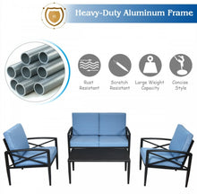 Load image into Gallery viewer, Heavy Duty Very Comfortable Aluminum Frame 8 Seater 4 Piece Patio Furniture Set Thick Cushioned Sofa | Weatherproof | Easy Set up
