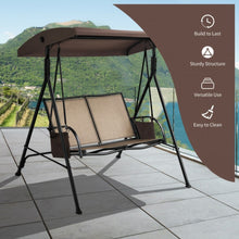 Load image into Gallery viewer, Super Relaxing 2 Person Patio Porch Swing With Adjustable Canopy Storage Pockets | Heavy Duty | Water Resistant
