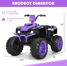 Load image into Gallery viewer, Super Cool 12V Kids Ride On ATV, Car 1 Seater | LED Lights | Heavy Duty Tires | Ages 3-7 | Music | 2 Speeds | Upgraded
