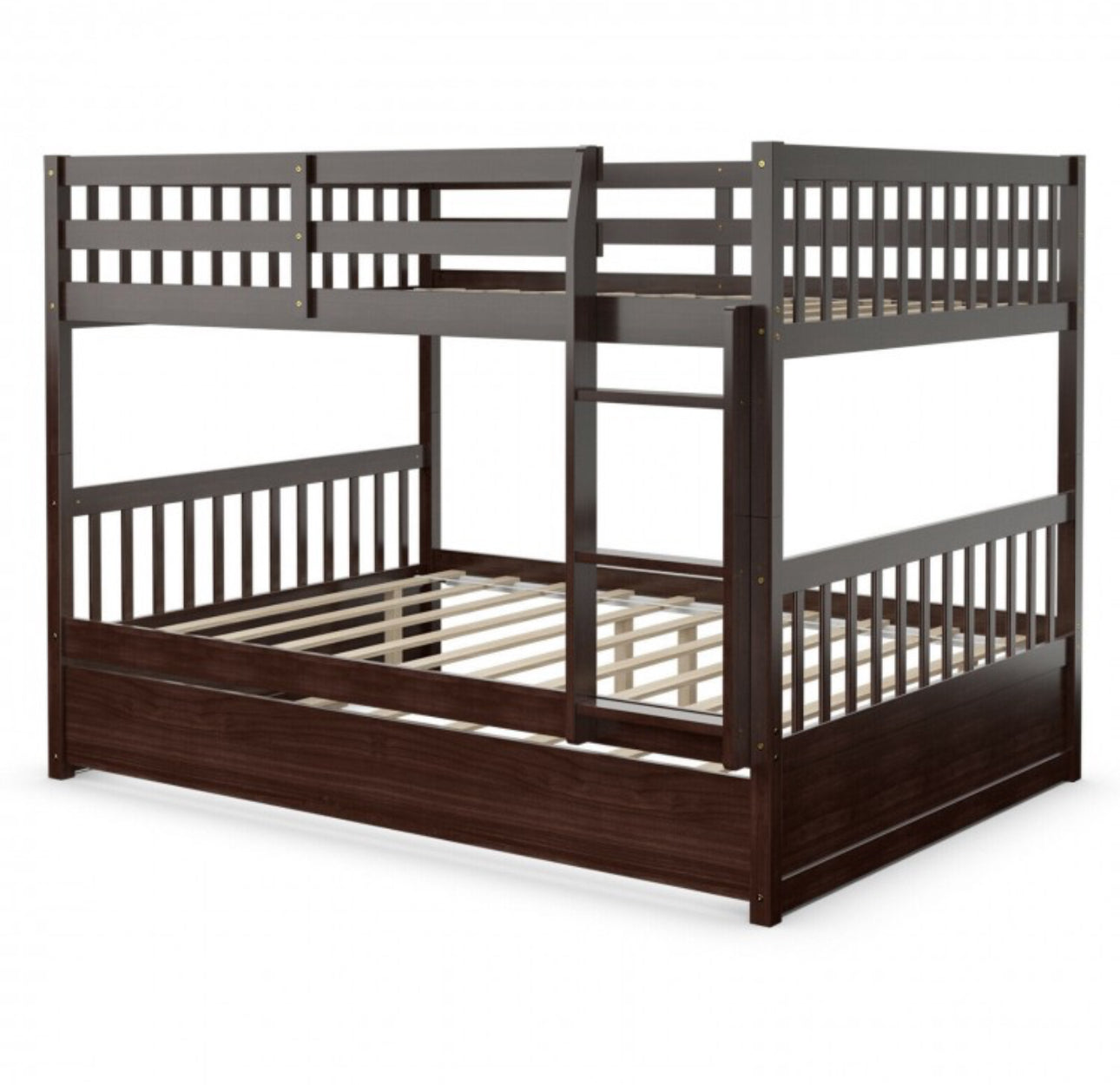 Heavy Duty Full Over Bunk Bed  Platform Bed With Solid Ladder | Sturdy Pine Wood Frame | 2 Full Bunk Beds In 1