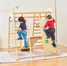 Load image into Gallery viewer, Super Cool Wooden 8-in-1 Kids Jungle Gym Playground | Monkey Bars | Climbing | Ladder | Swing | Rings | Slide | Holds 530lbs | Playground
