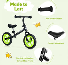 Load image into Gallery viewer, Super Cool Fun Kids No Pedal Balance Bicycle Bike Adjustable Seat, Handles Ages 2.5-5 | Very Light | Heavy Duty | Eva Rubber Wheels
