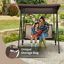 Load image into Gallery viewer, Super Relaxing 2 Person Patio Porch Swing With Adjustable Canopy Storage Pockets | Heavy Duty | Water Resistant
