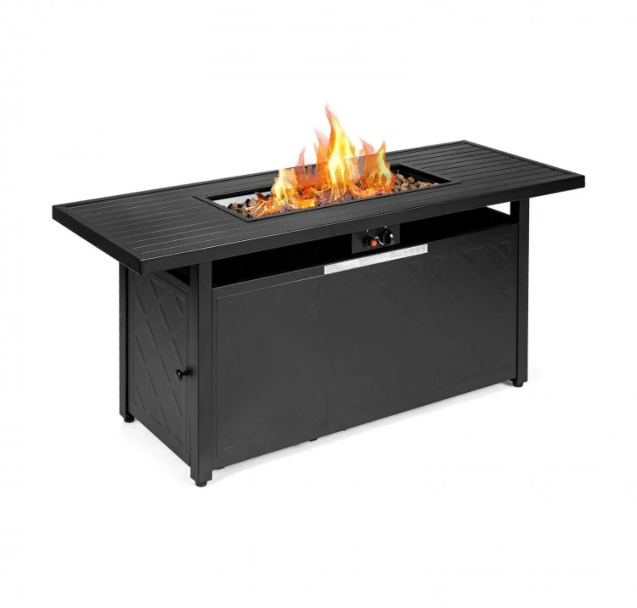 Very Relaxing Heavy Duty Patio 50,000 BTU Rectangular Propane Outdoor Fire Pit Fire Table | 2-in-1 | Easy To Use | Lava Rocks | H Style Burner
