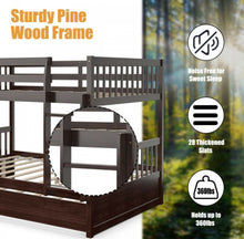 Load image into Gallery viewer, Heavy Duty Full Over Bunk Bed  Platform Bed With Solid Ladder | Sturdy Pine Wood Frame | 2 Full Bunk Beds In 1
