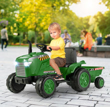 Load image into Gallery viewer, Super Cool 12Volt 2025 Kids Ride On Car Tractor With Trailer | USB | Lights | Horn | Radio | 3-7KPH Approx | Ages 3-8 | Remote
