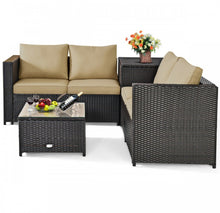 Load image into Gallery viewer, Super Relaxing 4 Piece Outdoor Patio Rattan Furniture Set With Love-seat | Storage Box
