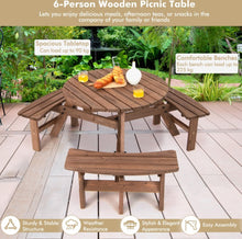 Load image into Gallery viewer, Super Elegant 6-Person Comfortable Wooden Patio Picnic Table With Bench And Umbrella Hold | Heavy Duty | For Patio, Garden, Terrace, Poolside
