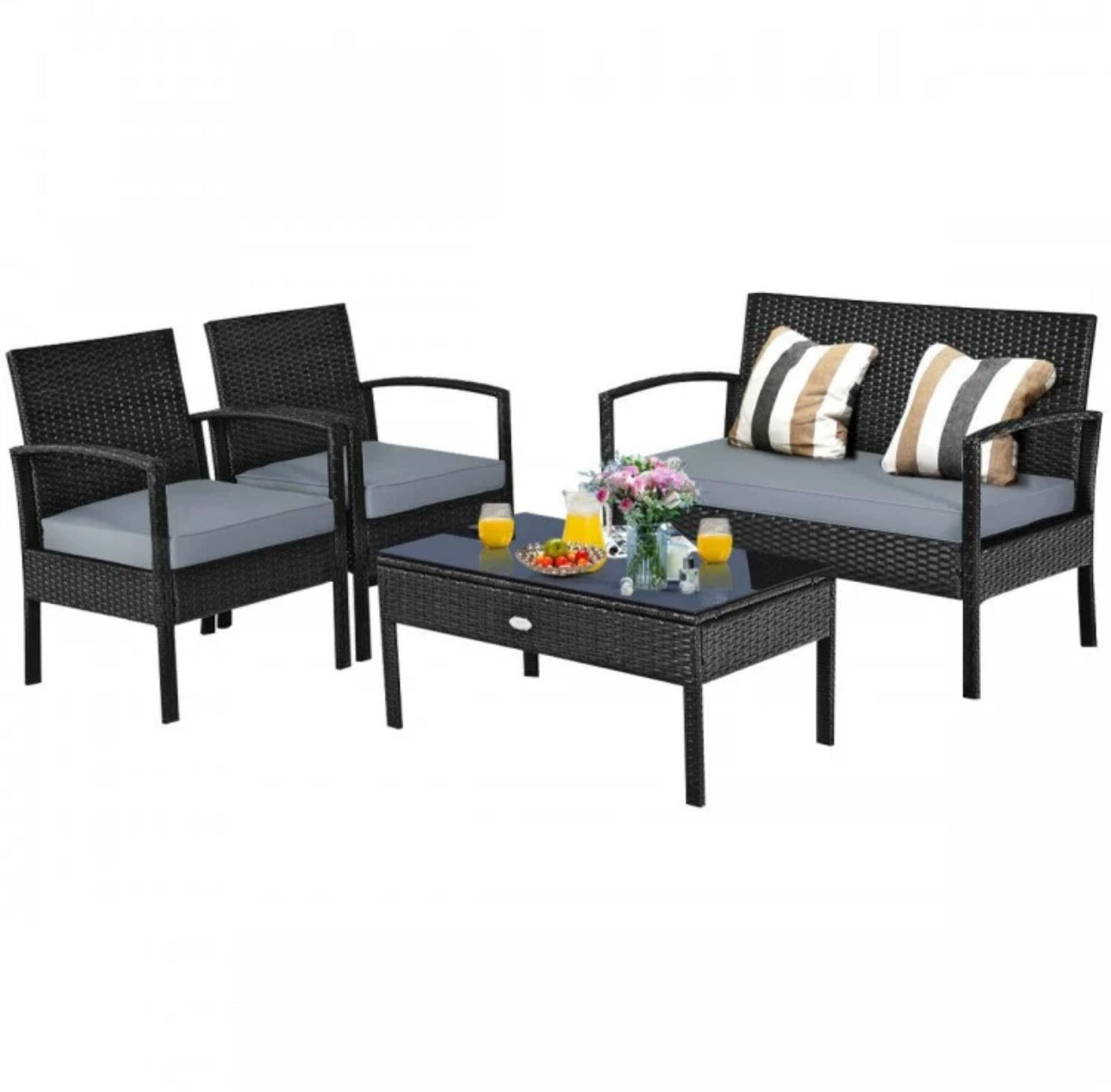 Very Relaxing & Elegant 4 Piece Patio Furniture Set Cushioned With Love Seat | Table