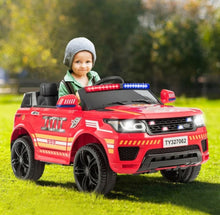 Load image into Gallery viewer, Range Rover 2025 Style | 1 Seater Red | 12V Ride On SUV Kids Fire Fighter Truck | Walkie Talkie | Siren | Ages 3-8 | Remote

