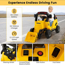 Load image into Gallery viewer, 2025 Heavy Duty 12V Kids 1 Seater Ride On Construction Tractor With Electric Adjustable Easy To Use Bucket , Push To Start, Horn, Music
