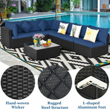 Load image into Gallery viewer, Very Relaxing 7 Piece Patio Furniture Sectional Wicker Sofa Set With Tempered Glass Top
