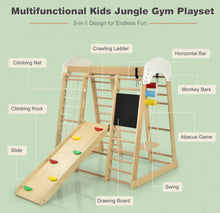 Load image into Gallery viewer, Super Fun 8-in-1 Heavy Duty Climber Playground Play-set For Kids With Slide | Climbing Net | Slide | Rock Climbing | Monkey Bars | Abacus Game | Swing | Drawing Board

