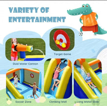 Load image into Gallery viewer, Super Fun Massive Inflatable Soccer Theme Bouncy Park Water Slide,Climbing,735W Blower,Soccer Ball,Carry Bag,Hose,Balls,Repair Kit,Water Cannon,
