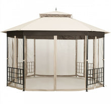 Load image into Gallery viewer, 2-Tier Vented Durable Heavy Duty Top 10FT By 12FT Octagon Style Patio Gazebo With Mosquito Netting
