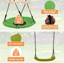 Load image into Gallery viewer, Super Fun 7-in-1 A Shaped Playground | Saucer Swing | U Shape Swing | Gym Rings | 2 Person Glide | Basketball Hoop | Slide | Monkey Bars
