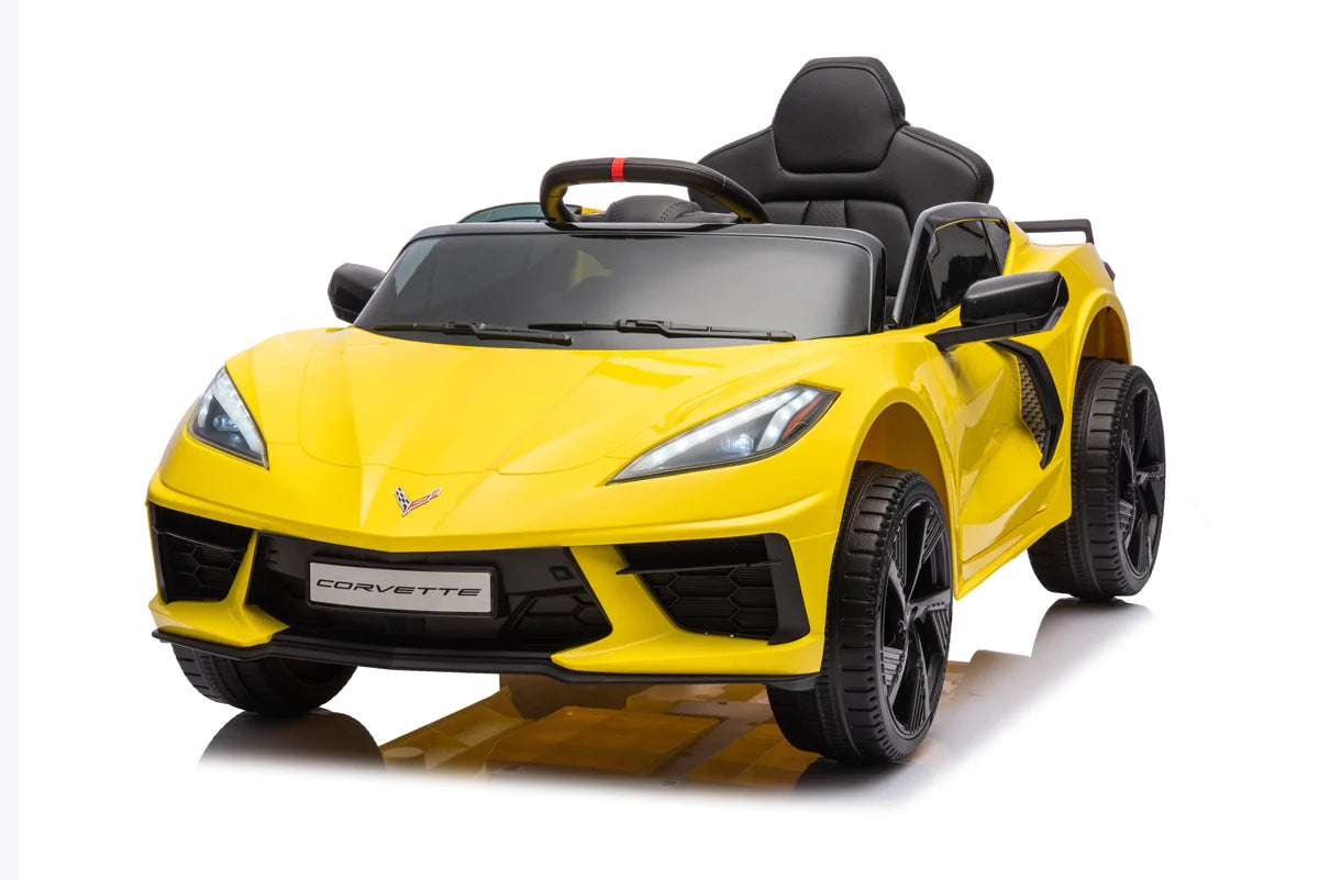 2025 Licensed 12V Chevrolet Corvette C8, 1 Seater Kids Ride On Car Upgraded | Leather Seat | Rubber Tires | LED Lights | Remote