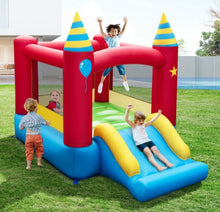 Load image into Gallery viewer, Super Fun Party Theme Bouncy Castle With 480 Watt Blower | Endless Fun | Carry Bag | Stakes | Repair Kit | High Quality | Easy Set Up
