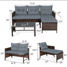 Load image into Gallery viewer, Super Duty Comfortable 3 Piece Outdoor Patio Corner Rattan Sofa Couch Set | Easy To Clean | Water Resistant
