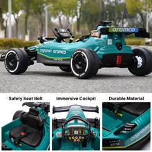 Load image into Gallery viewer, 2025 Licensed Aston Martin F1 Car 12V Ride On Car 1 Seater For Kids | 1 Seater | LED Lights | Remote | Music | Ages 3-8 | Pre Order
