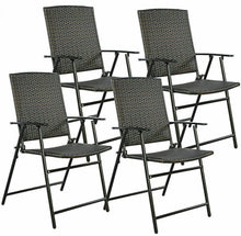 Load image into Gallery viewer, Super Duty Beautiful Set Of 4 Patio Folding Rattan Chairs | Waterproof | Patio Dining Chairs
