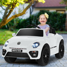 Load image into Gallery viewer, New 2025 | 12V Licensed Volkswagen Beetle Kids Ride On Car 1 Seater Upgraded | Open Doors | Lights | Ages 1-8 | Remote
