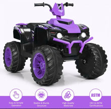 Load image into Gallery viewer, Super Cool 12V Kids Ride On ATV, Car 1 Seater | LED Lights | Heavy Duty Tires | Ages 3-7 | Music | 2 Speeds | Upgraded
