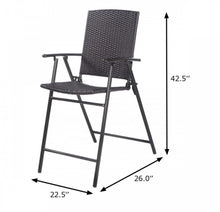 Load image into Gallery viewer, Super Duty Rattan Set Of 4 Folding Patio Chairs With Footrests | Armrests | Outdoors, Indoors | Holds 264 lbs | Steel Frame

