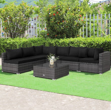 Load image into Gallery viewer, Super Elegant &amp; Relaxing 7 Piece Patio Furniture Rattan Set With Sectional Sofa | Cushions
