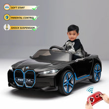 Load image into Gallery viewer, Licensed Upgraded 2025 BMW i4 Kids Ride On Car 1 Seater 12V | MP3 | Ages 3-8 | Remote
