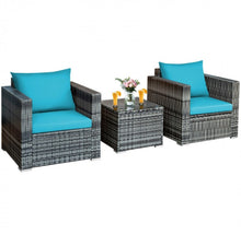 Load image into Gallery viewer, Heavy Duty Elegant Very Comfortable 3 Piece Patio Rattan Furniture Bistro Sofa Couch Set With Thick Cushions

