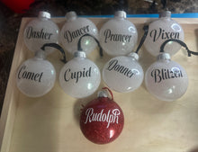 Load image into Gallery viewer, Custom Reindeer Names Ornament Set | Glitter coated | Memorable
