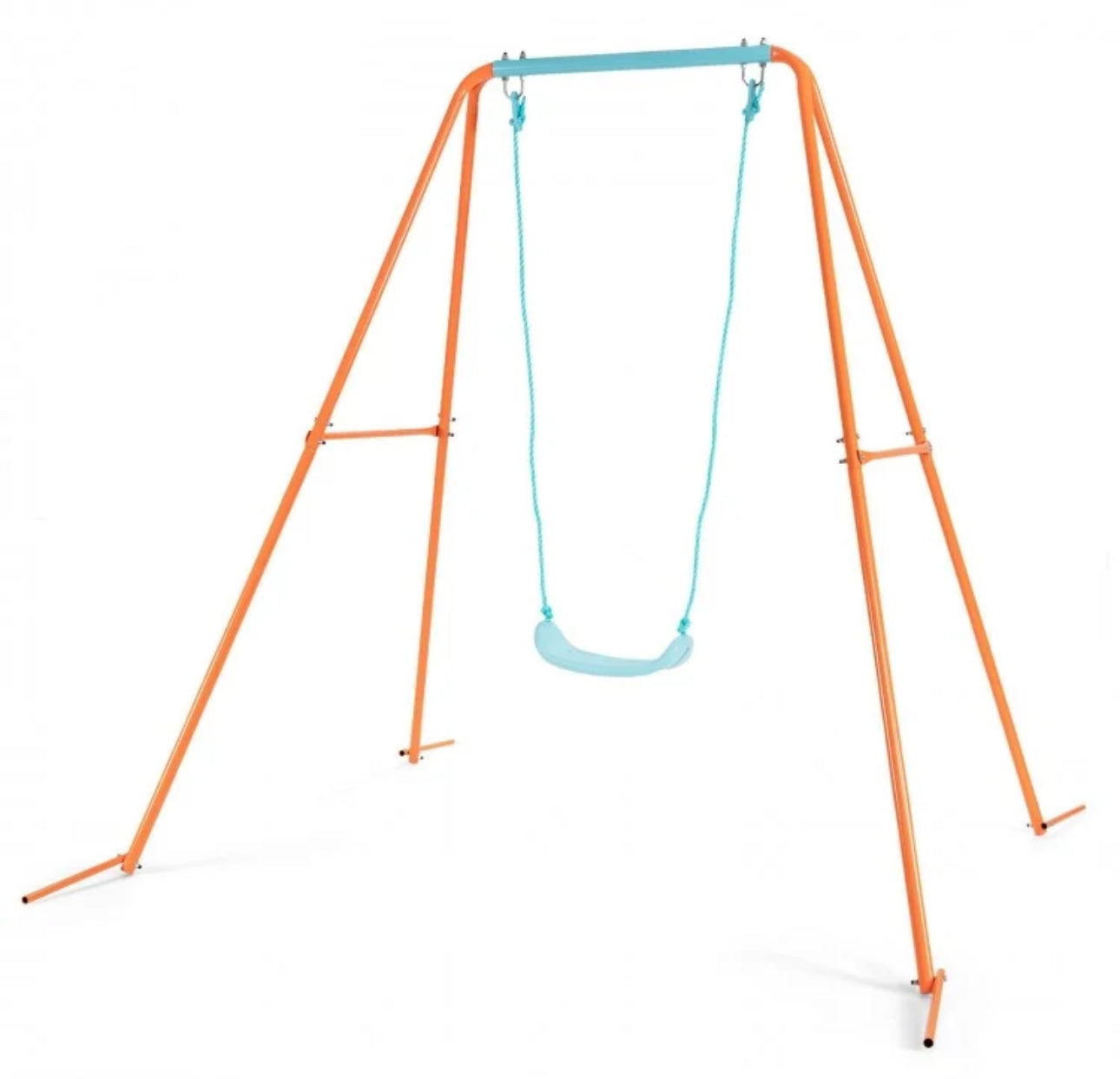 Super Fun Heavy Duty Outdoor Kids Swing Set | Strong Frame | Ground Stakes | Easy Assembly | Holds 110lbs | Great For Any Playground