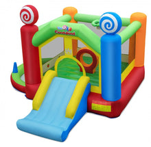 Load image into Gallery viewer, Super Cool Inflatable Kids Candy Land Theme Bouncy House Castle | 735W Blower | Jumping Area | Slide | Balls | Ball Pit | Basketball
